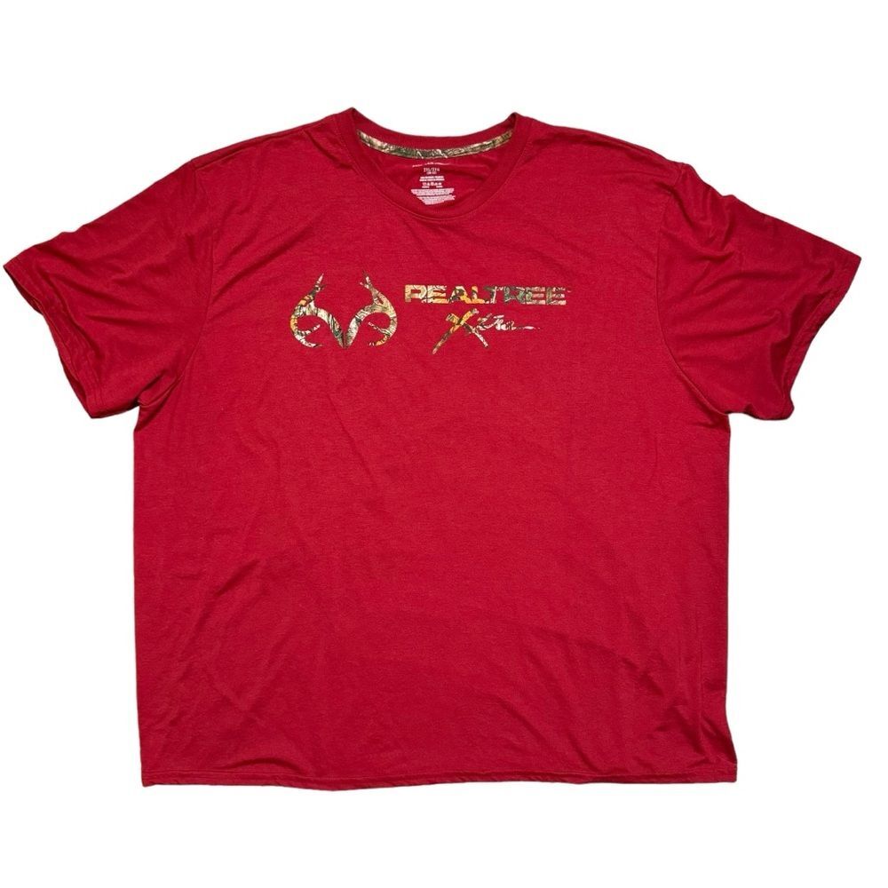 Realtree Unisex Red Logo Deer Antler Camo Detail Short Sleeve T-Shirt Size 2XL - Picture 2 of 6